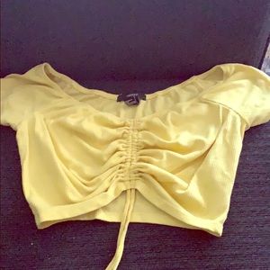 yellow of the shoulder adjustable crop top